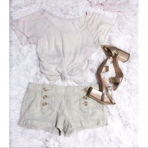 Express Cream Button Up Shorts